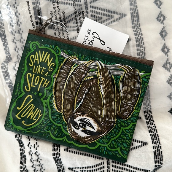 Primitives by Kathy Small zip Wallet Coin Purse “Saving Like a Sloth SLOWLY” - Picture 2 of 7